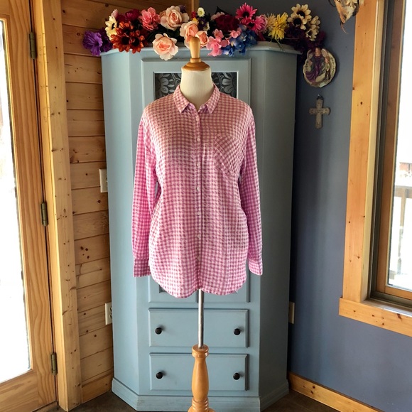 a new day Tops - PINK & WHITE CHECKERED BLOUSE. Gorgeous!!  NEW!!!